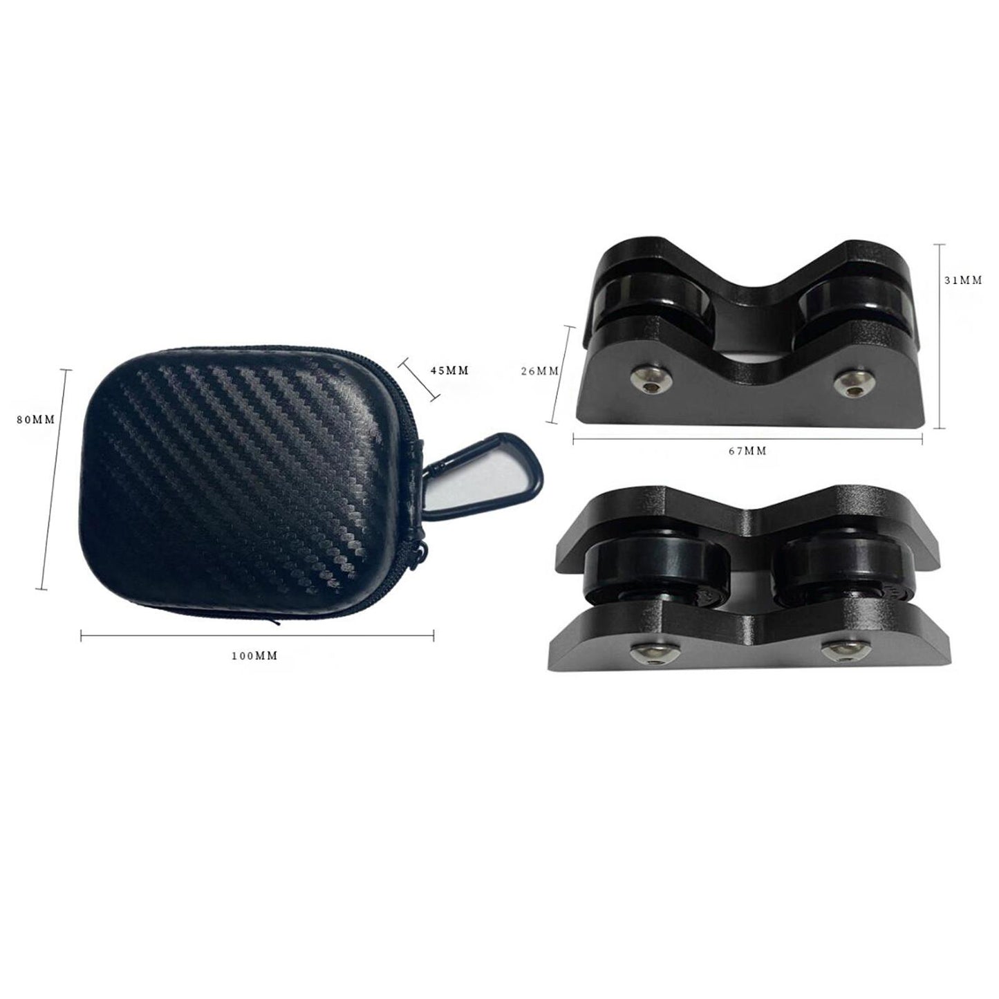 2Pcs Billiard Cue Straightness Checker with Carry Case Detection   Black