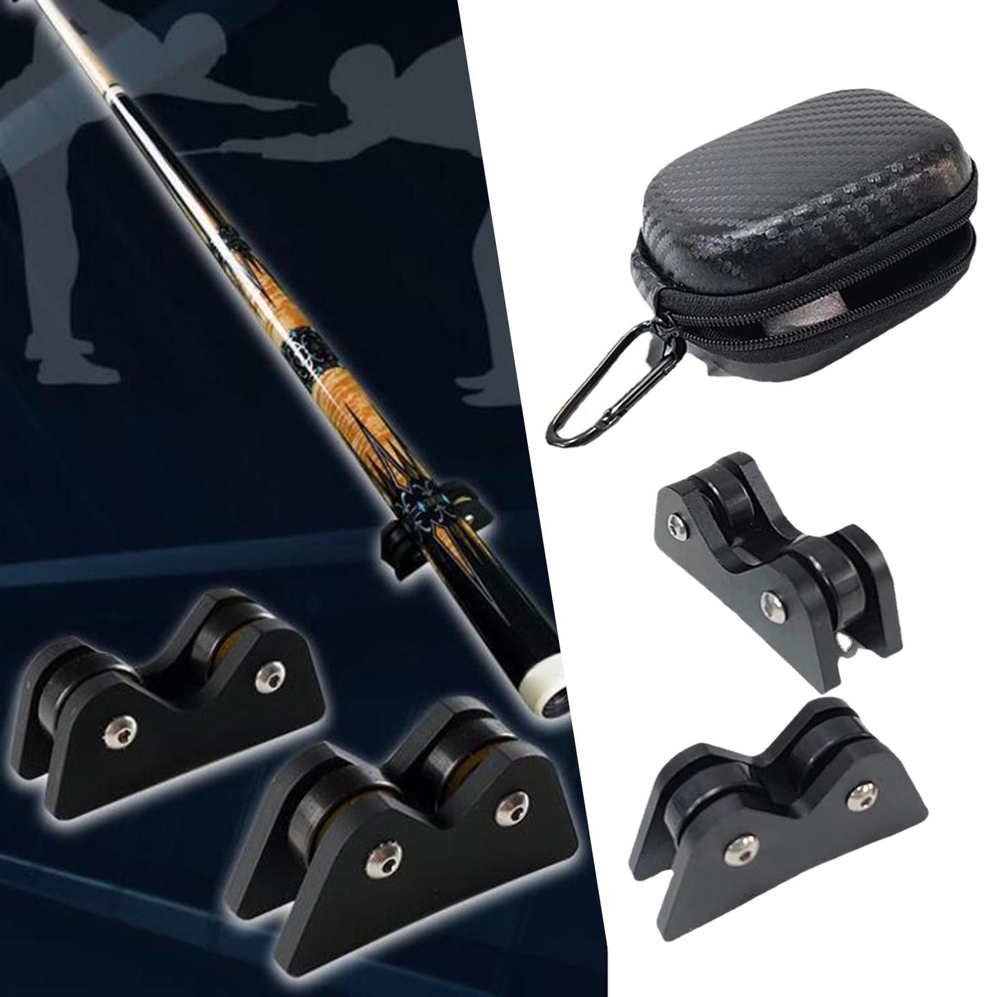 2Pcs Billiard Cue Straightness Checker with Carry Case Detection   Black