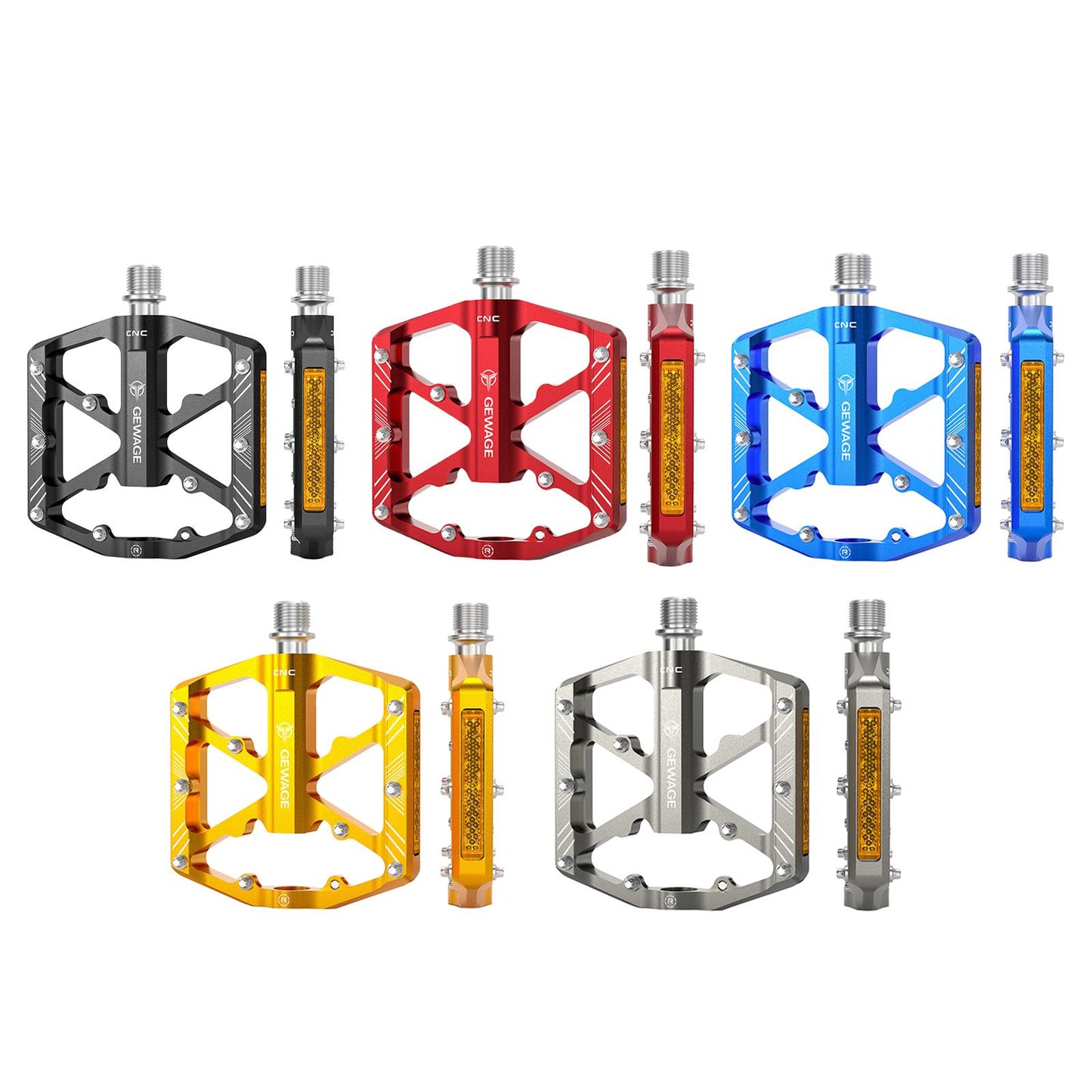 2Pc Mountain Bike Pedals Reflective Road MTB Bicycle Platform Black