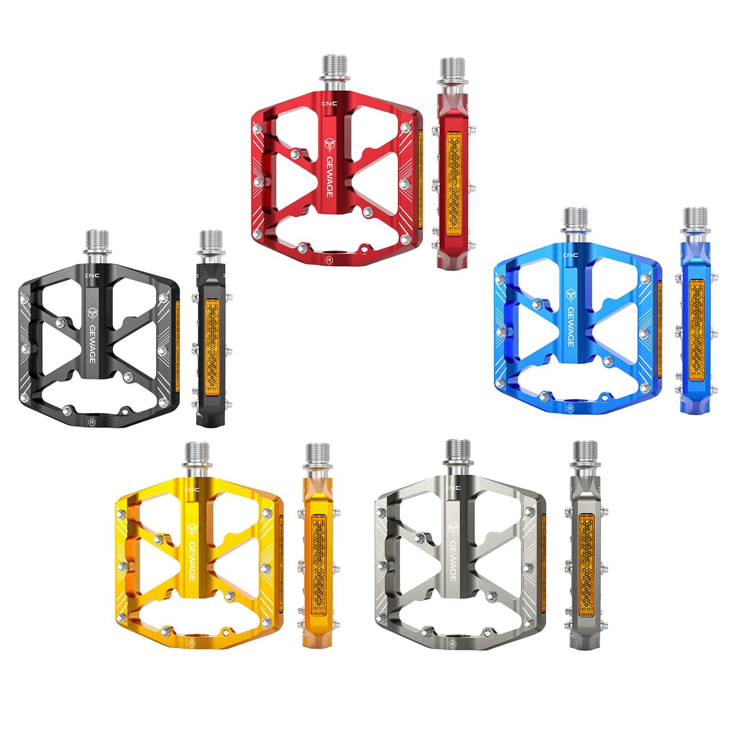 2Pc Mountain Bike Pedals Reflective Road MTB Bicycle Platform Black