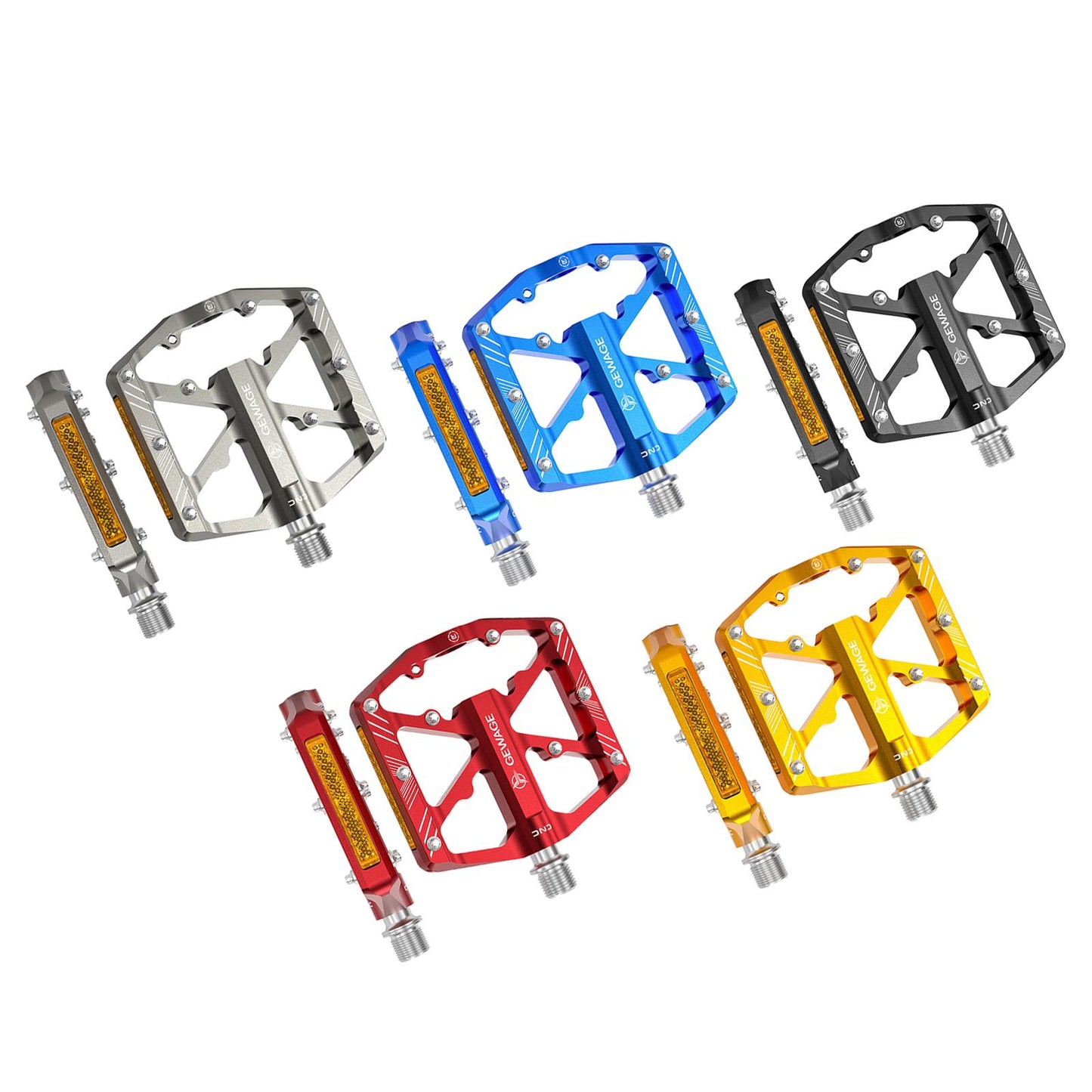 2Pc Mountain Bike Pedals Reflective Road MTB Bicycle Platform Black