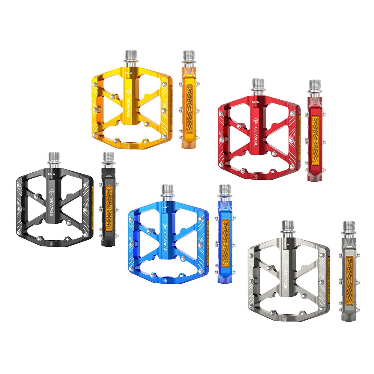 2Pc Mountain Bike Pedals Reflective Road MTB Bicycle Platform Black