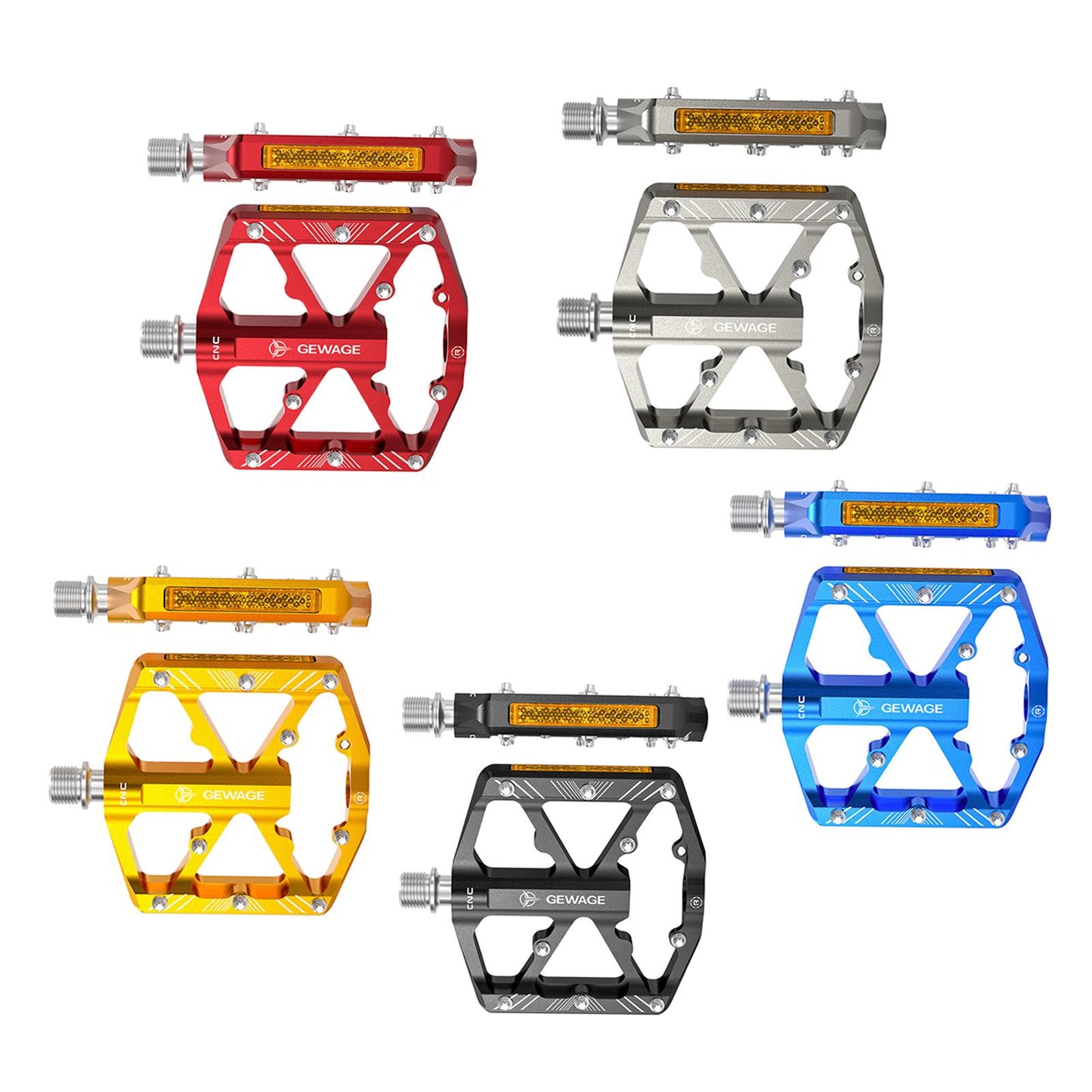 2Pc Mountain Bike Pedals Reflective Road MTB Bicycle Platform Black