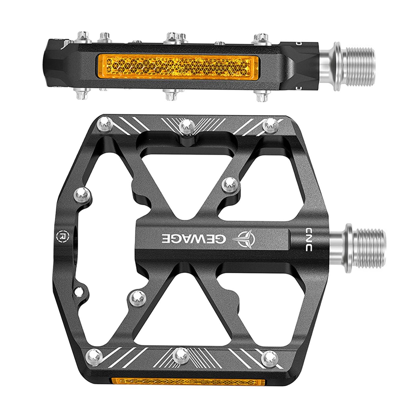 2Pc Mountain Bike Pedals Reflective Road MTB Bicycle Platform Black