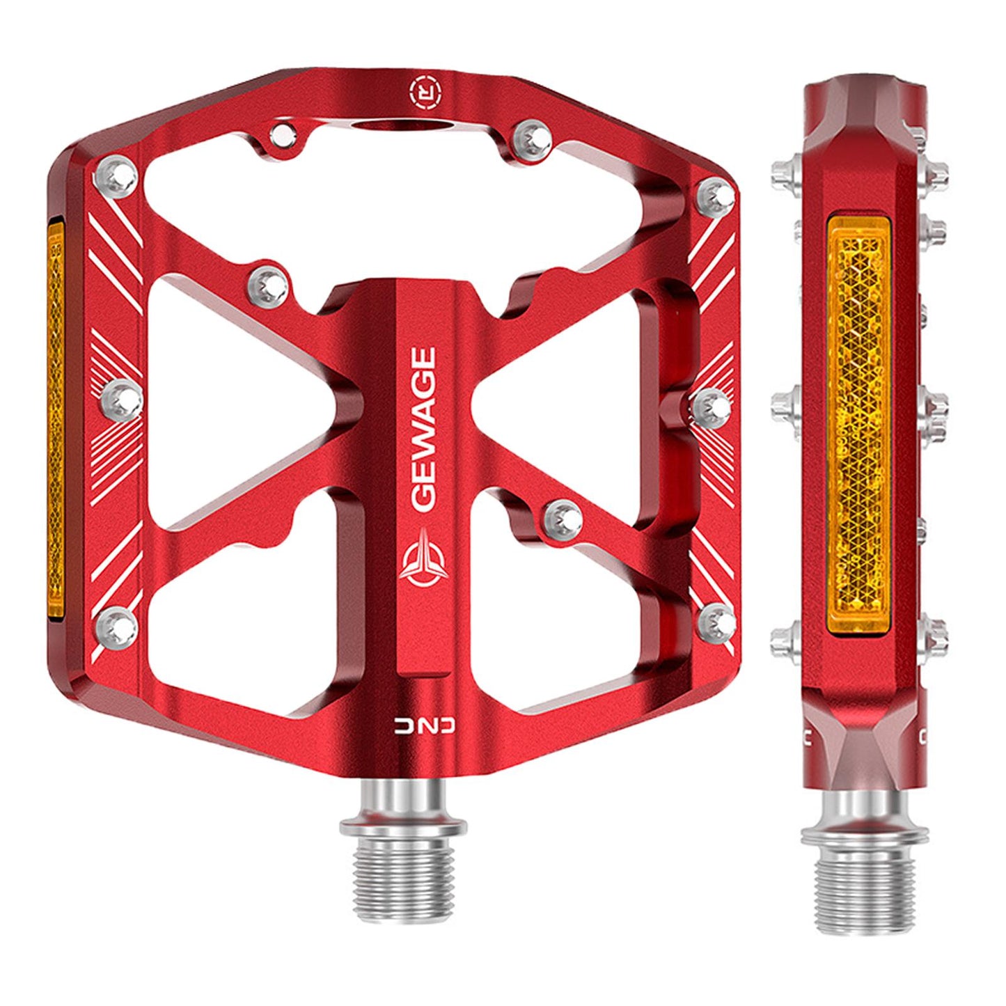 2Pc Mountain Bike Pedals Reflective Road MTB Bicycle Platform Red