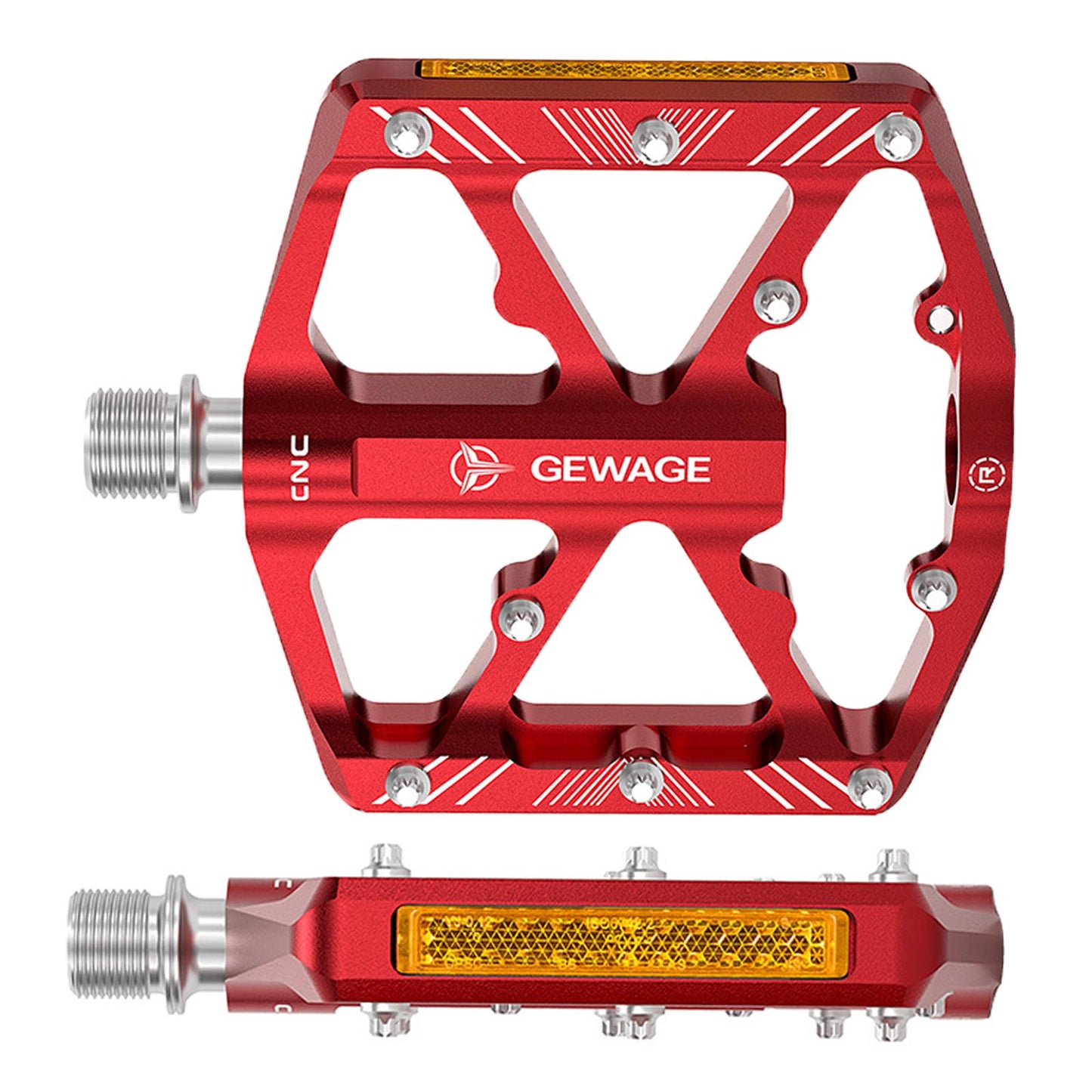 2Pc Mountain Bike Pedals Reflective Road MTB Bicycle Platform Red