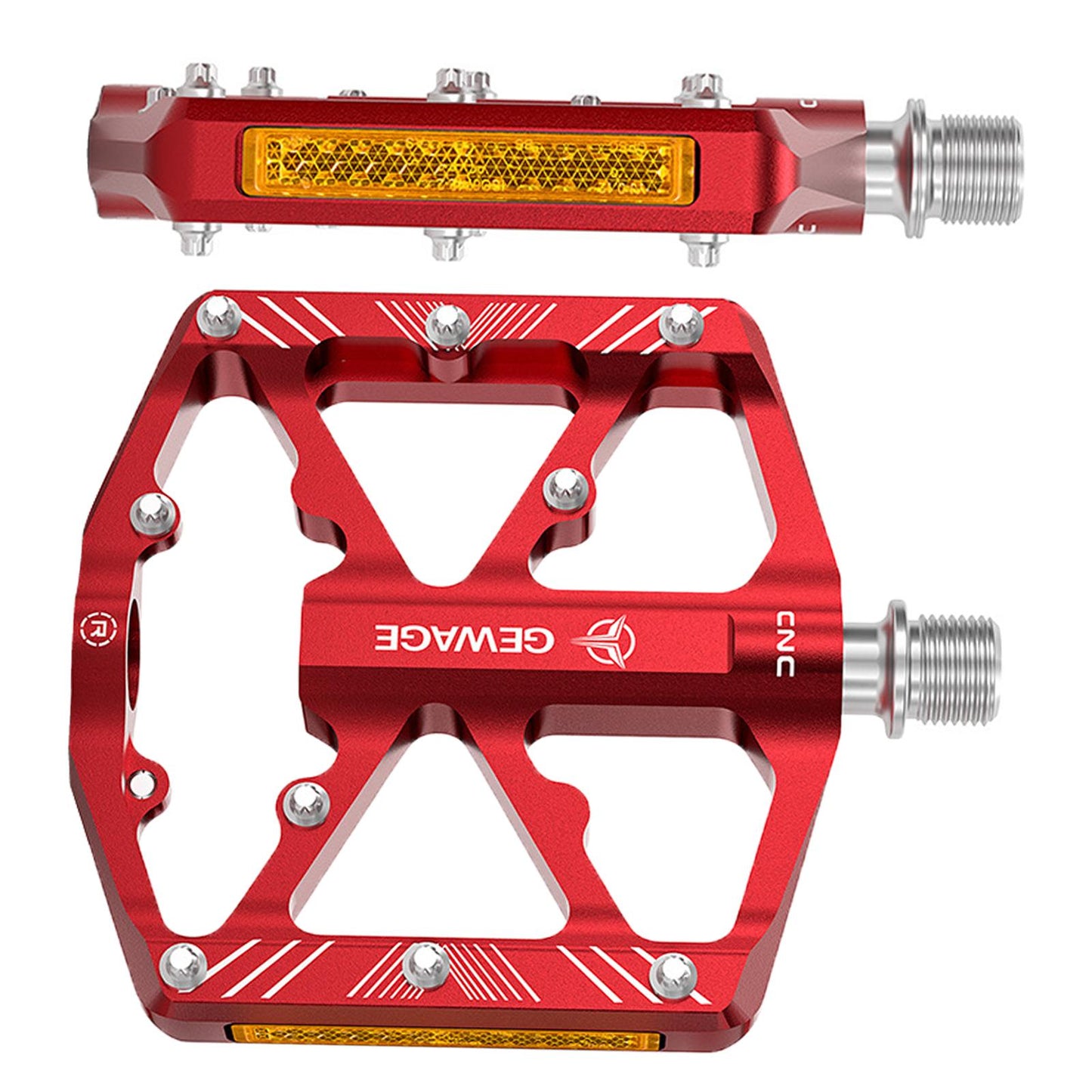 2Pc Mountain Bike Pedals Reflective Road MTB Bicycle Platform Red