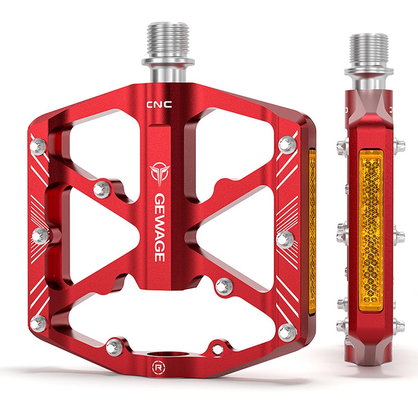 2Pc Mountain Bike Pedals Reflective Road MTB Bicycle Platform Red