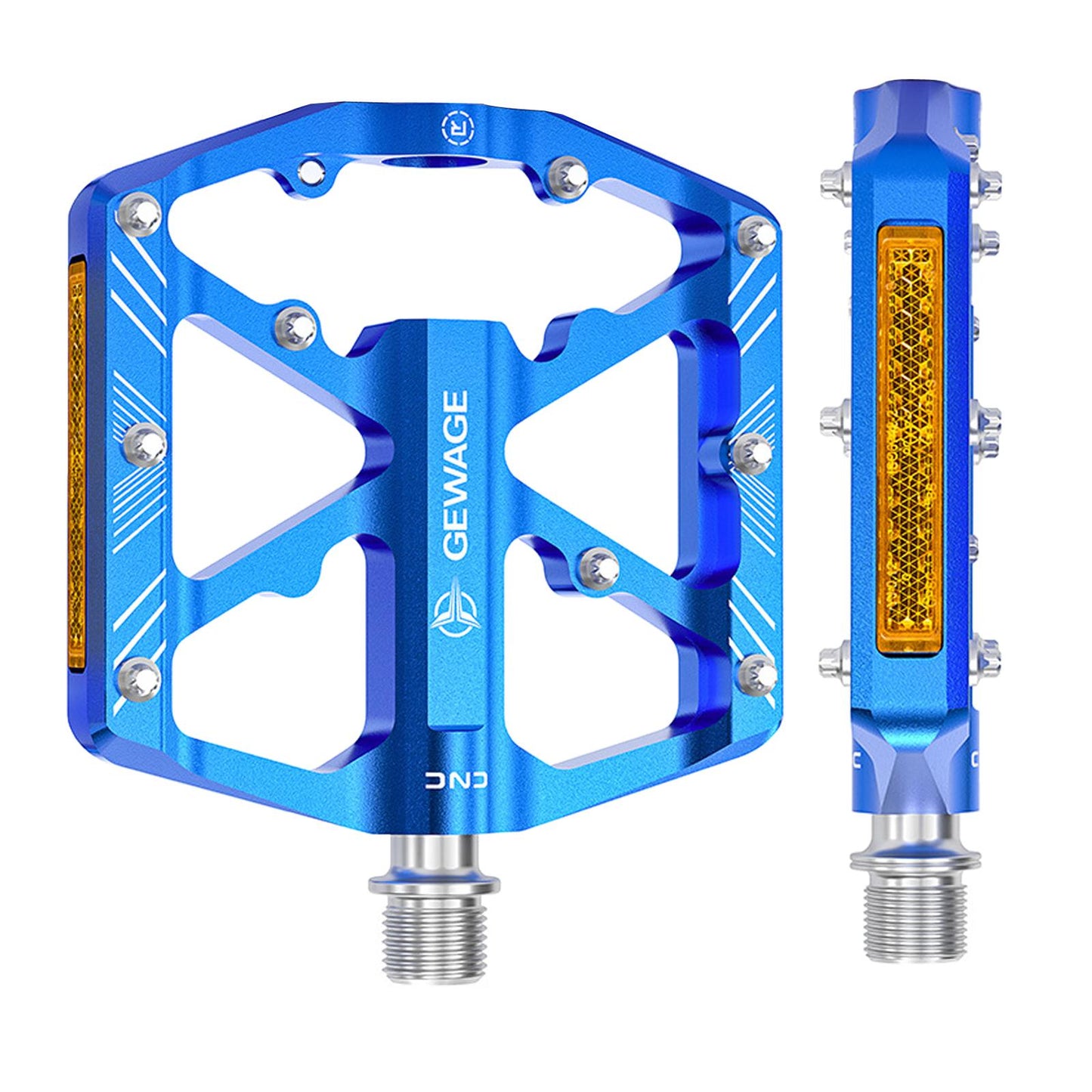 2Pc Mountain Bike Pedals Reflective Road MTB Bicycle Platform Blue