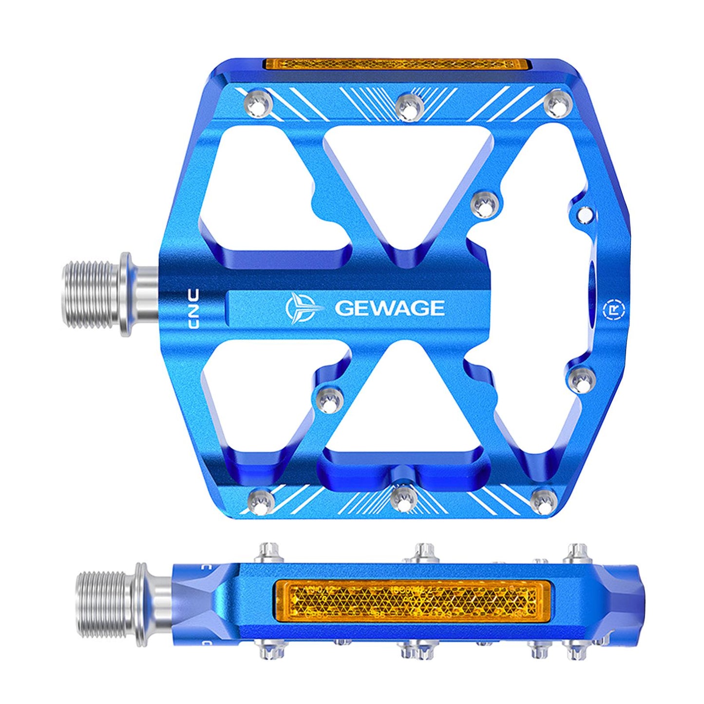 2Pc Mountain Bike Pedals Reflective Road MTB Bicycle Platform Blue