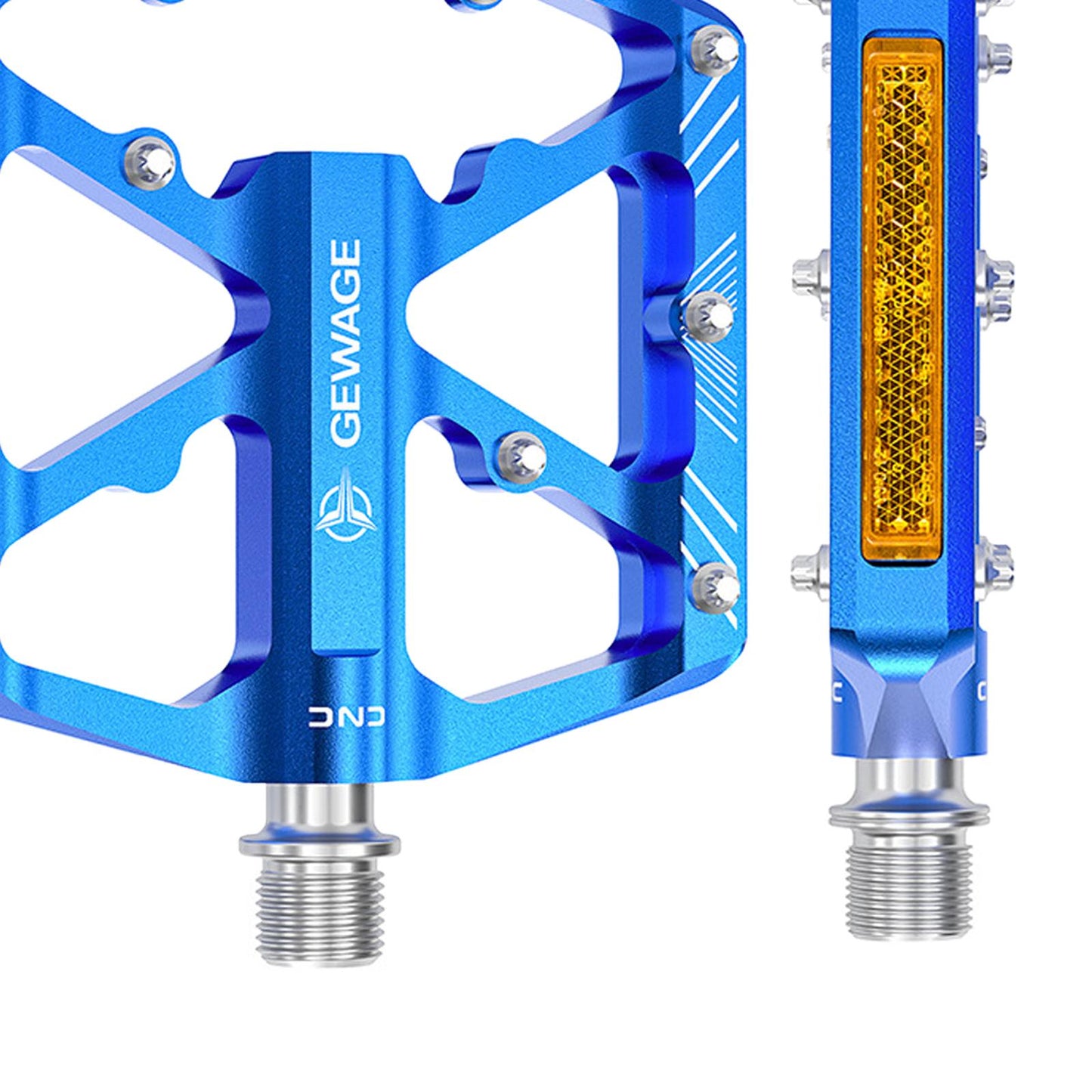 2Pc Mountain Bike Pedals Reflective Road MTB Bicycle Platform Blue