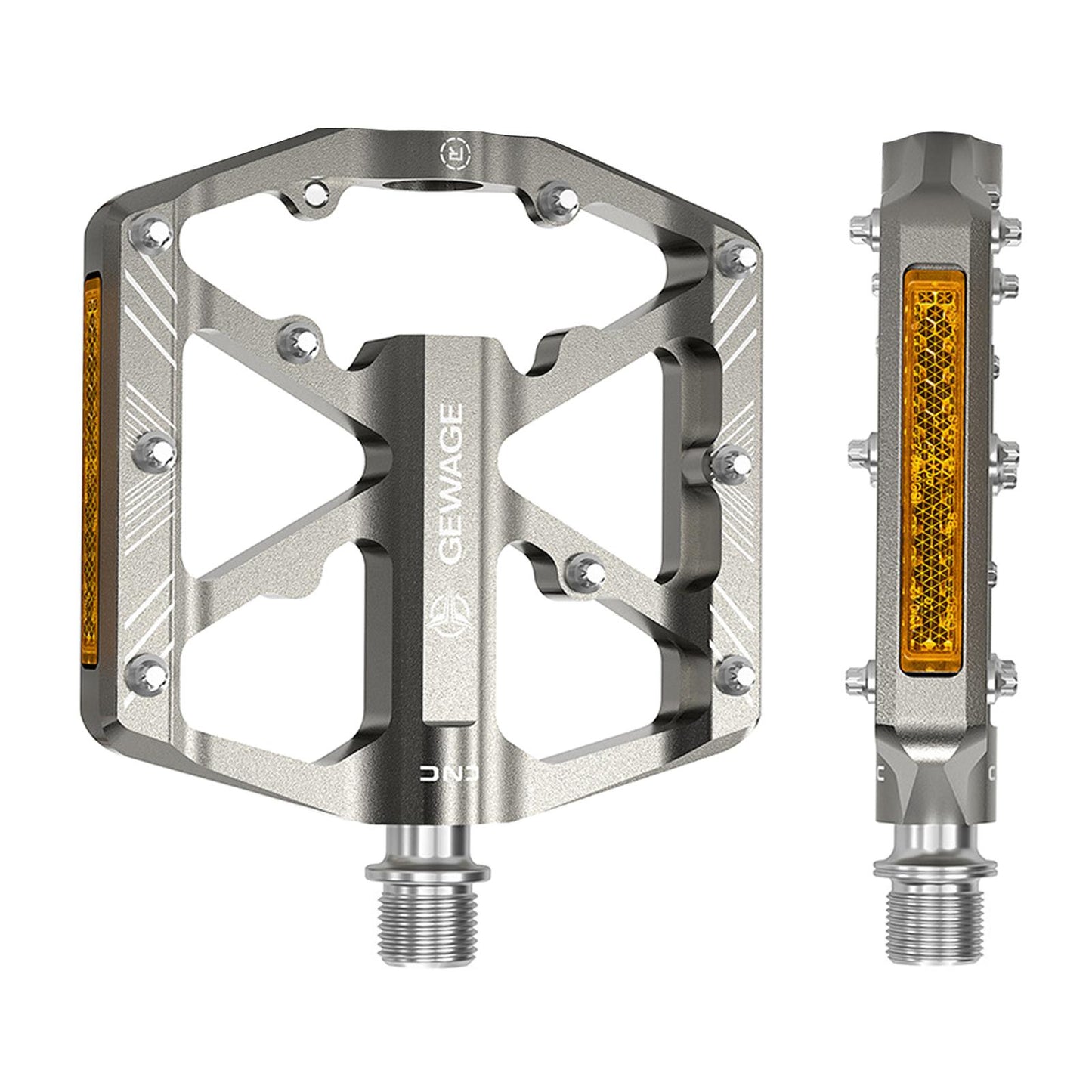 2Pc Mountain Bike Pedals Reflective Road MTB Bicycle Platform Silver