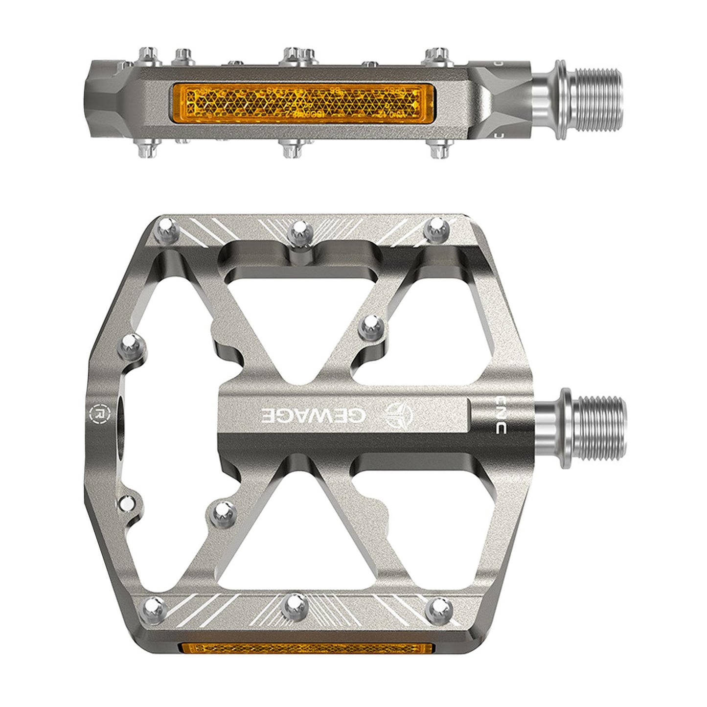 2Pc Mountain Bike Pedals Reflective Road MTB Bicycle Platform Silver