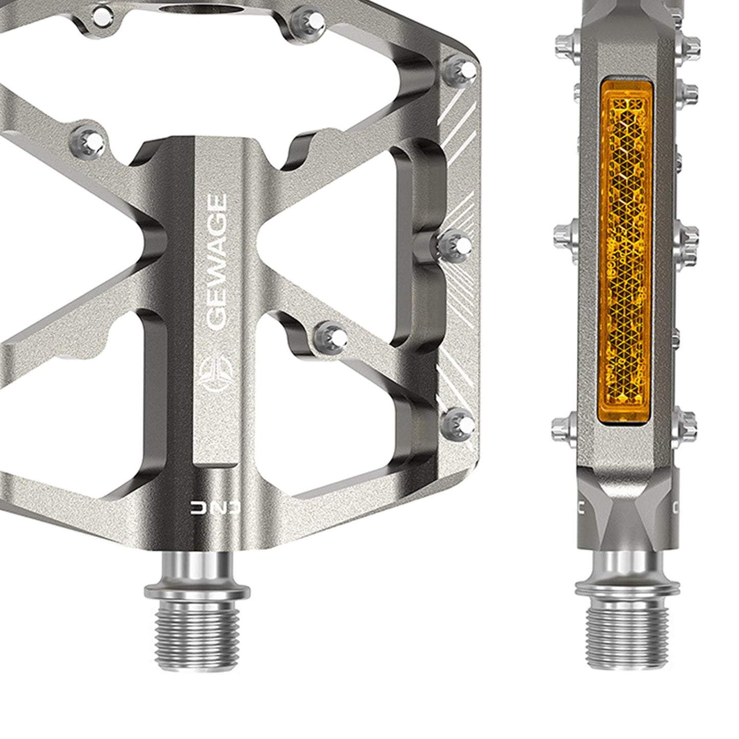 2Pc Mountain Bike Pedals Reflective Road MTB Bicycle Platform Silver