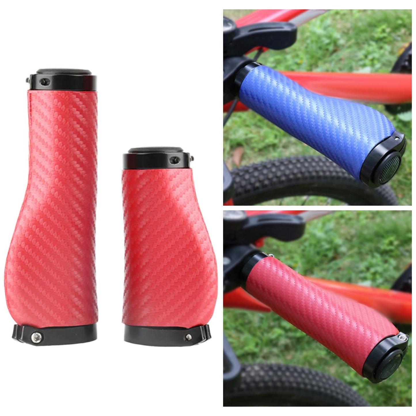 2Pcs Universal Mountain Bike Handlebar Grips Bicycle Grips Long Short Red