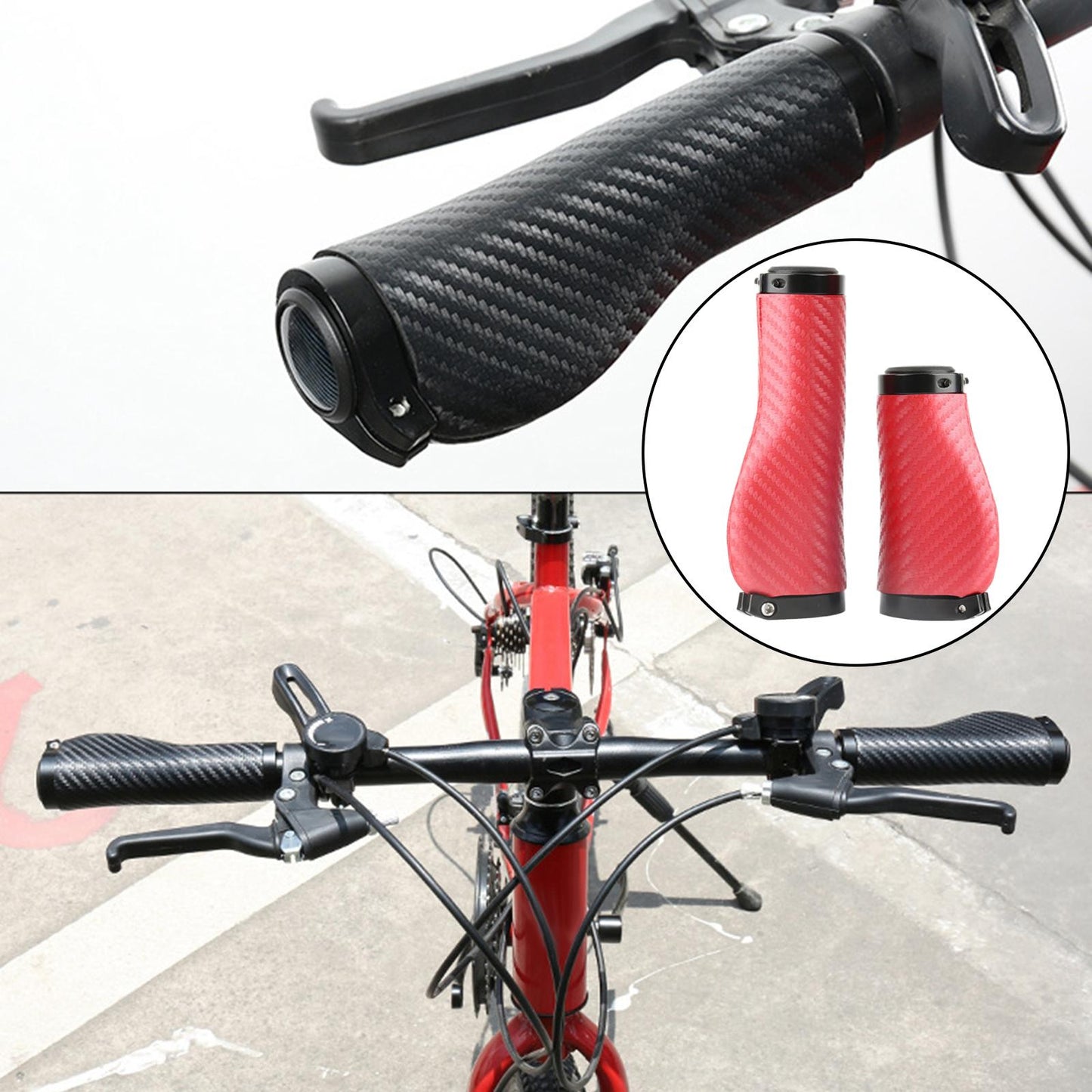 2Pcs Universal Mountain Bike Handlebar Grips Bicycle Grips Long Short Red