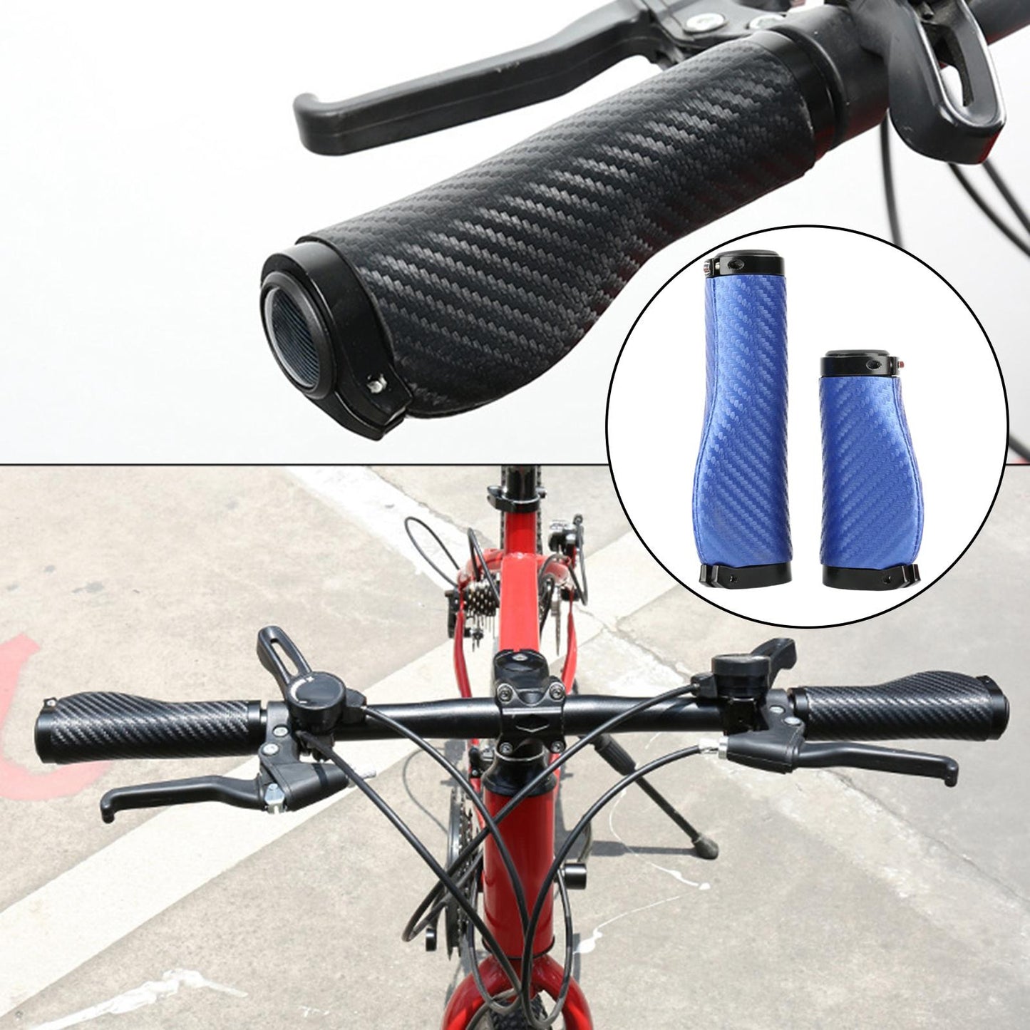 2Pcs Universal Mountain Bike Handlebar Grips Bicycle Grips Long Short Blue