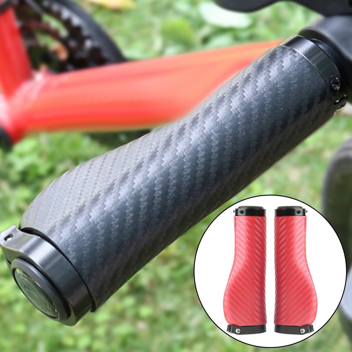 2Pcs Universal Mountain Bike Handlebar Grips Bicycle Grips Long Red