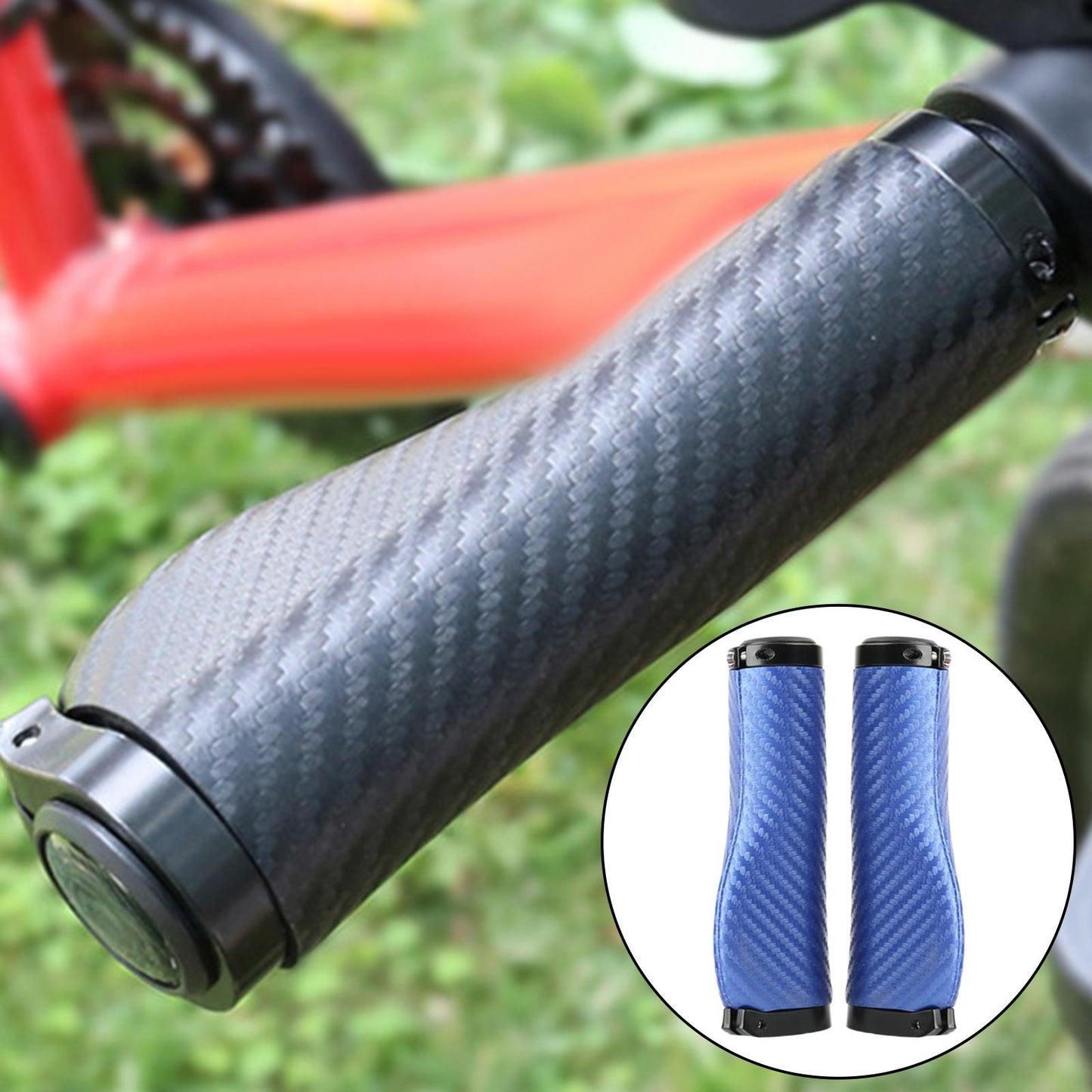2Pcs Universal Mountain Bike Handlebar Grips Bicycle Grips Long Blue