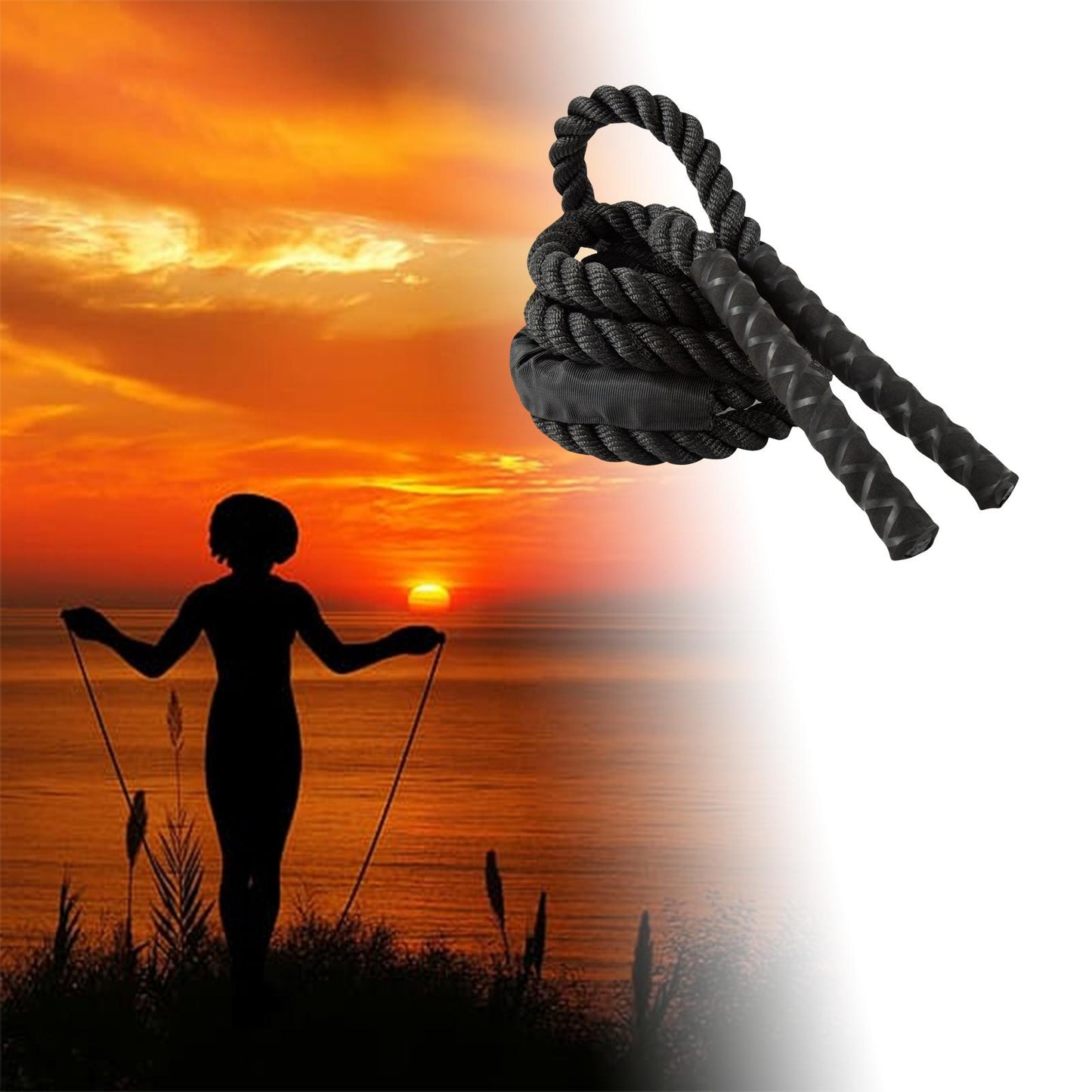 25mm Heavy Weighted Jump Rope Skipping Rope Workout Exercise Women Men Black 3m