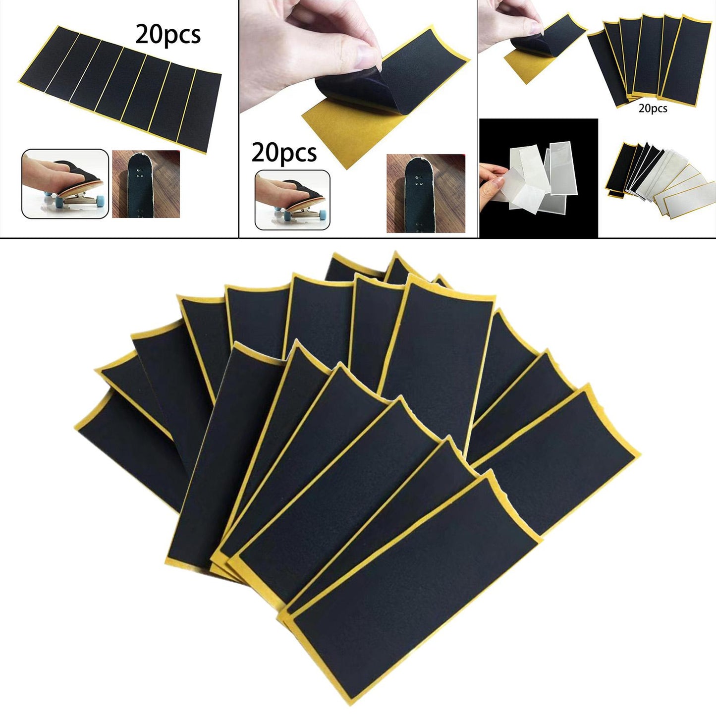 20x Fingerboard Tape Non Slip Comfortable Mini Skateboard Supplies Black