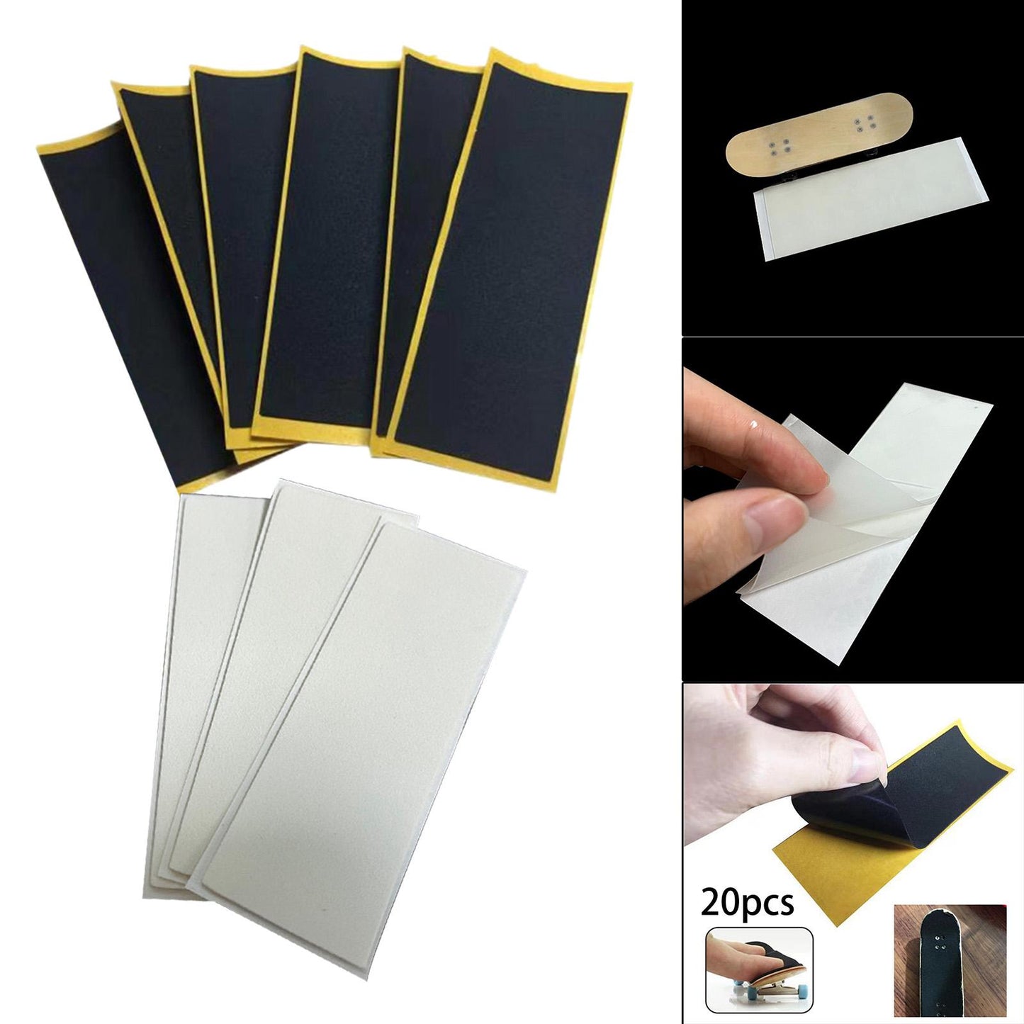 20x Fingerboard Tape Non Slip Comfortable Mini Skateboard Supplies Black