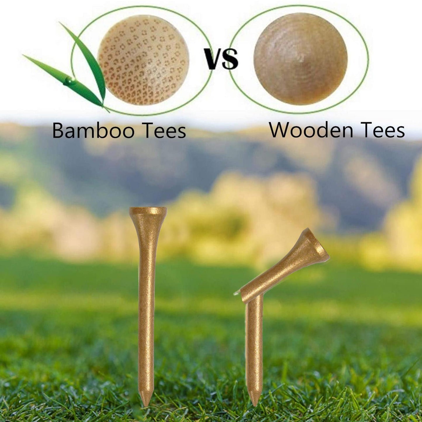 100Pcs Bamboo Golf Tees Biodegradable Stable Ball Stand Outdoor Exercise 70mm