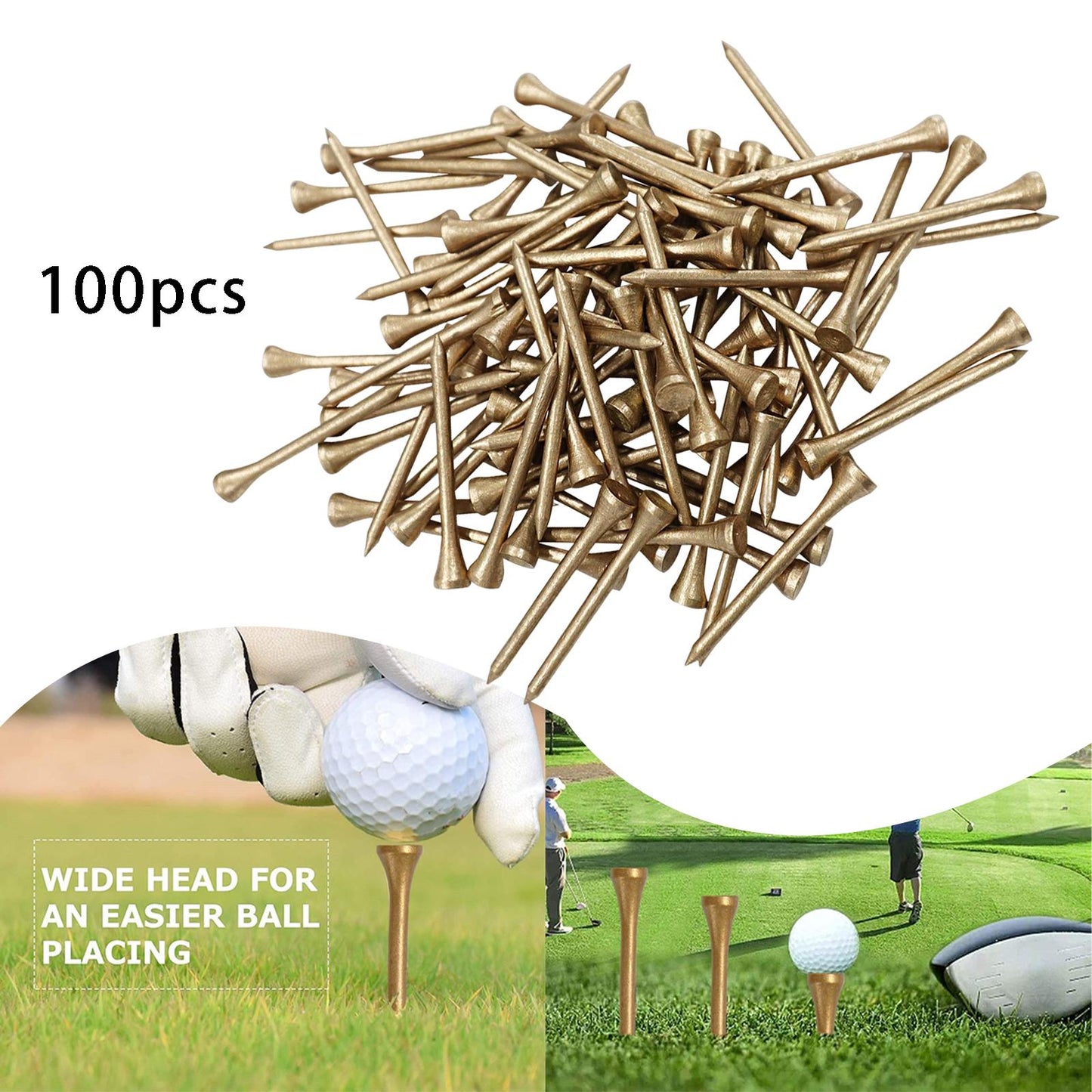 100Pcs Bamboo Golf Tees Biodegradable Stable Ball Stand Outdoor Exercise 83mm