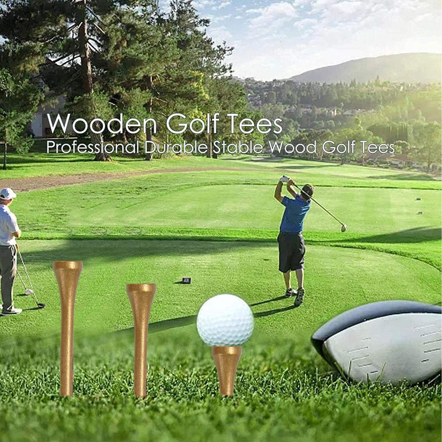 100Pcs Bamboo Golf Tees Biodegradable Stable Ball Stand Outdoor Exercise 83mm