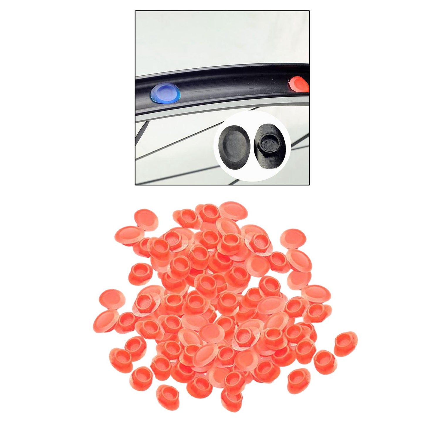 100x Bike Rim Plug Eyeleted Steel Ring Replacement Parts Tire Pad Road red