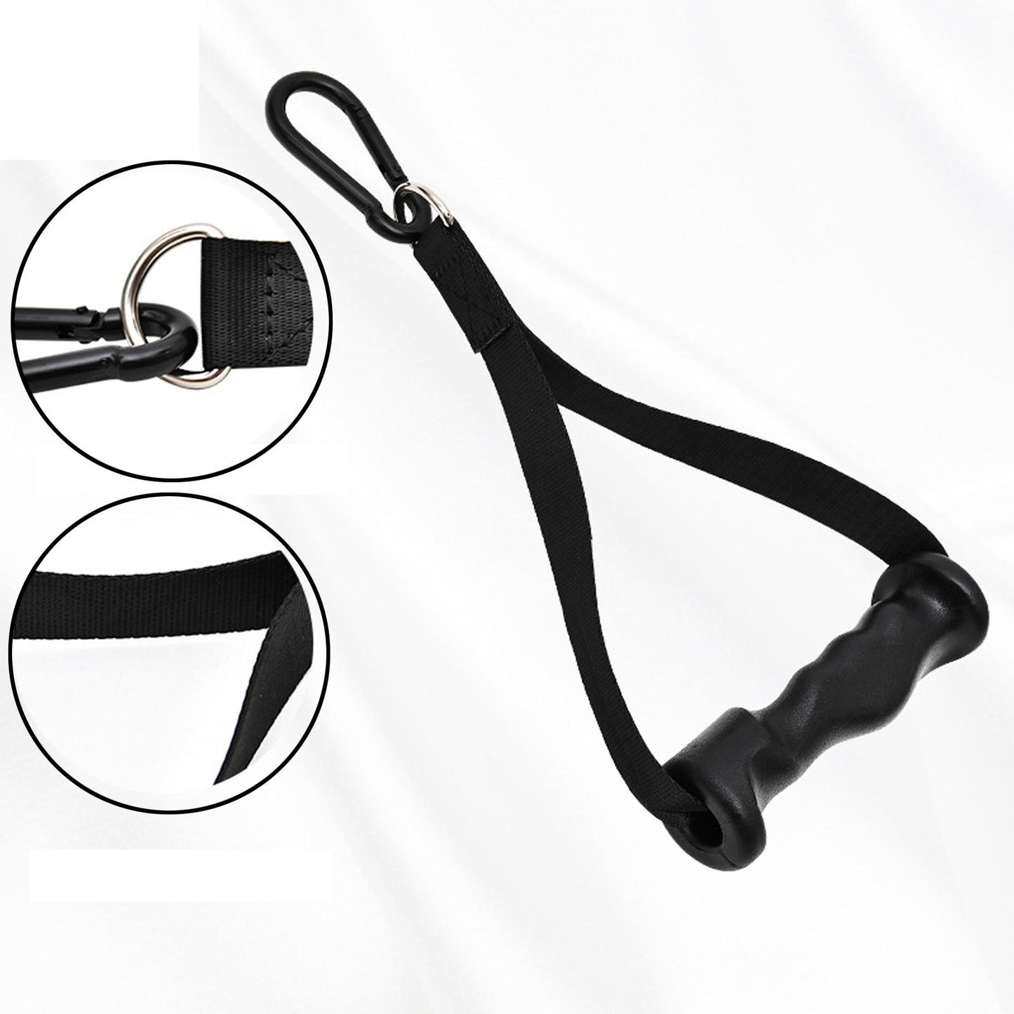 2 Pieces Cable Machine Attachment Handles Gym Accessory Black Nylon Yoga