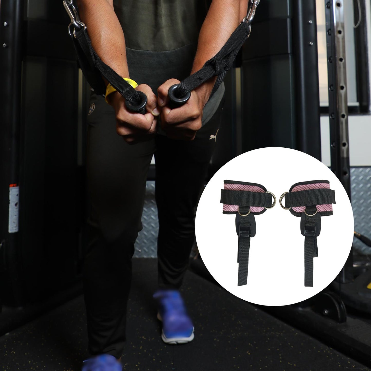 2 Pieces Ankle Straps Pedal Rope Glute Exercises Workout Ankle Cuff Set Pink