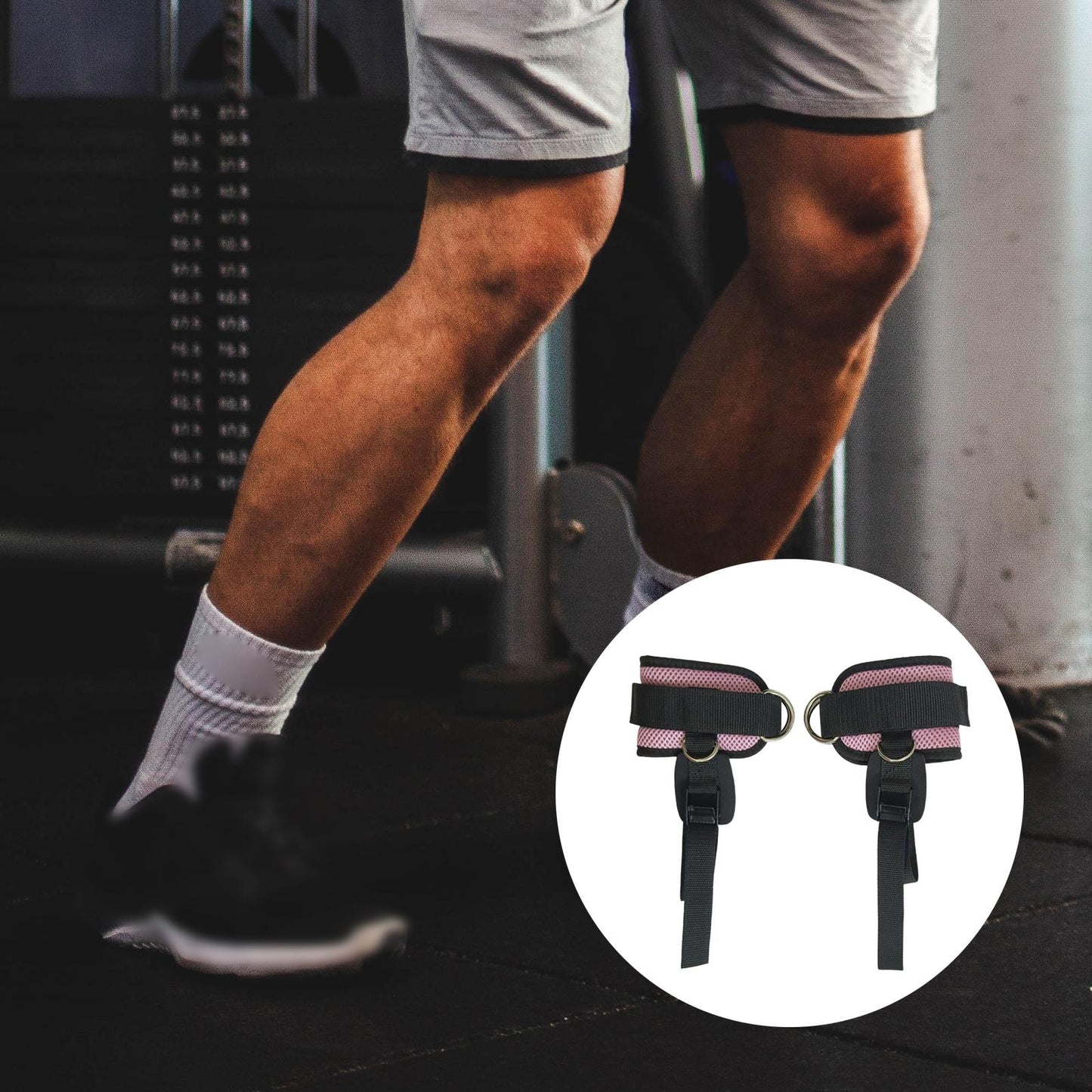 2 Pieces Ankle Straps Pedal Rope Glute Exercises Workout Ankle Cuff Set Pink