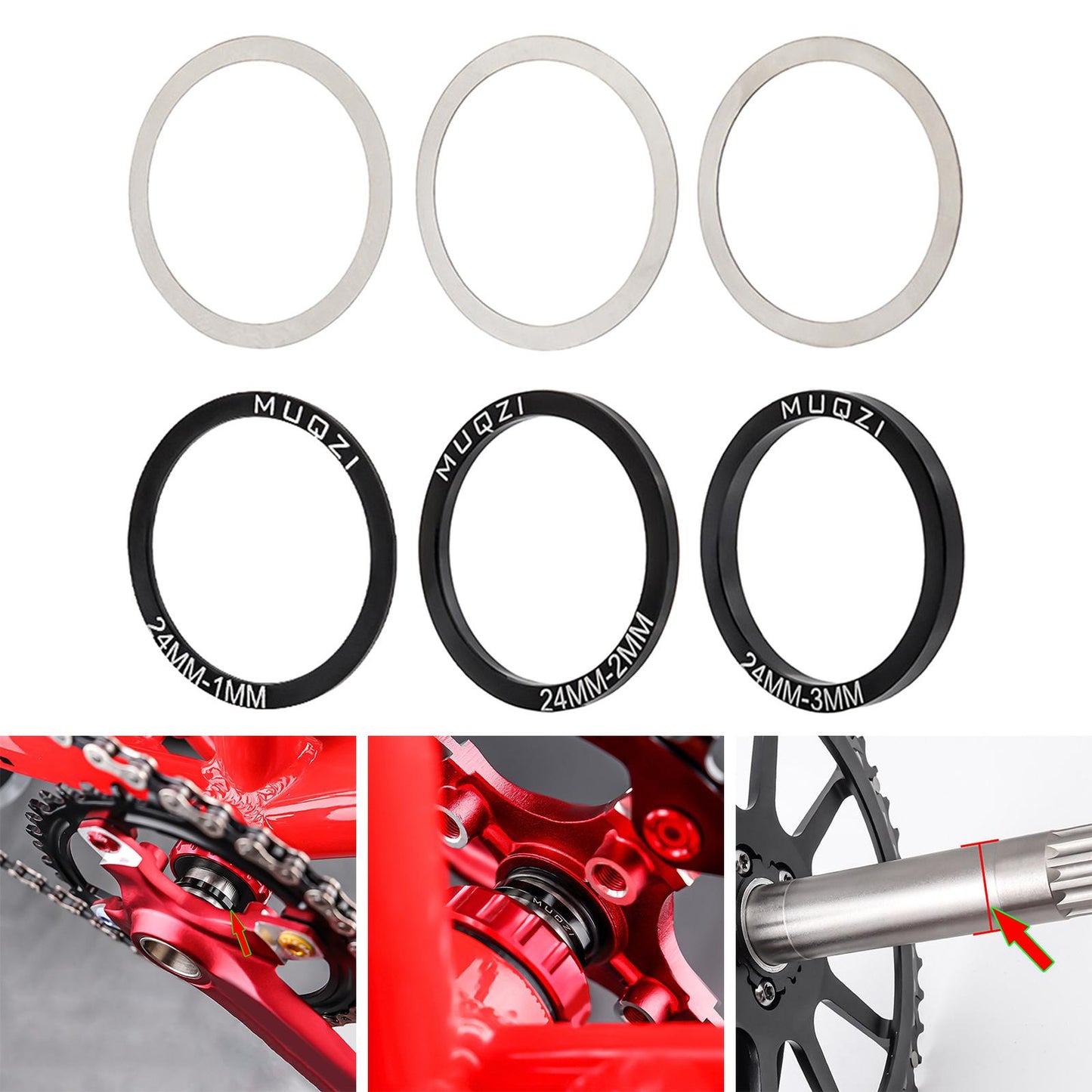 24/29/30mm 6Pack Bike Bicycle Bottom Bracket Set for BB86 91 92 PF30 BB30 24mm