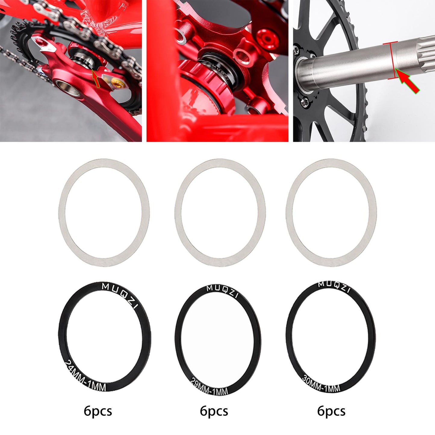 24/29/30mm 6Pack Bike Bicycle Bottom Bracket Set for BB86 91 92 PF30 BB30 24mm