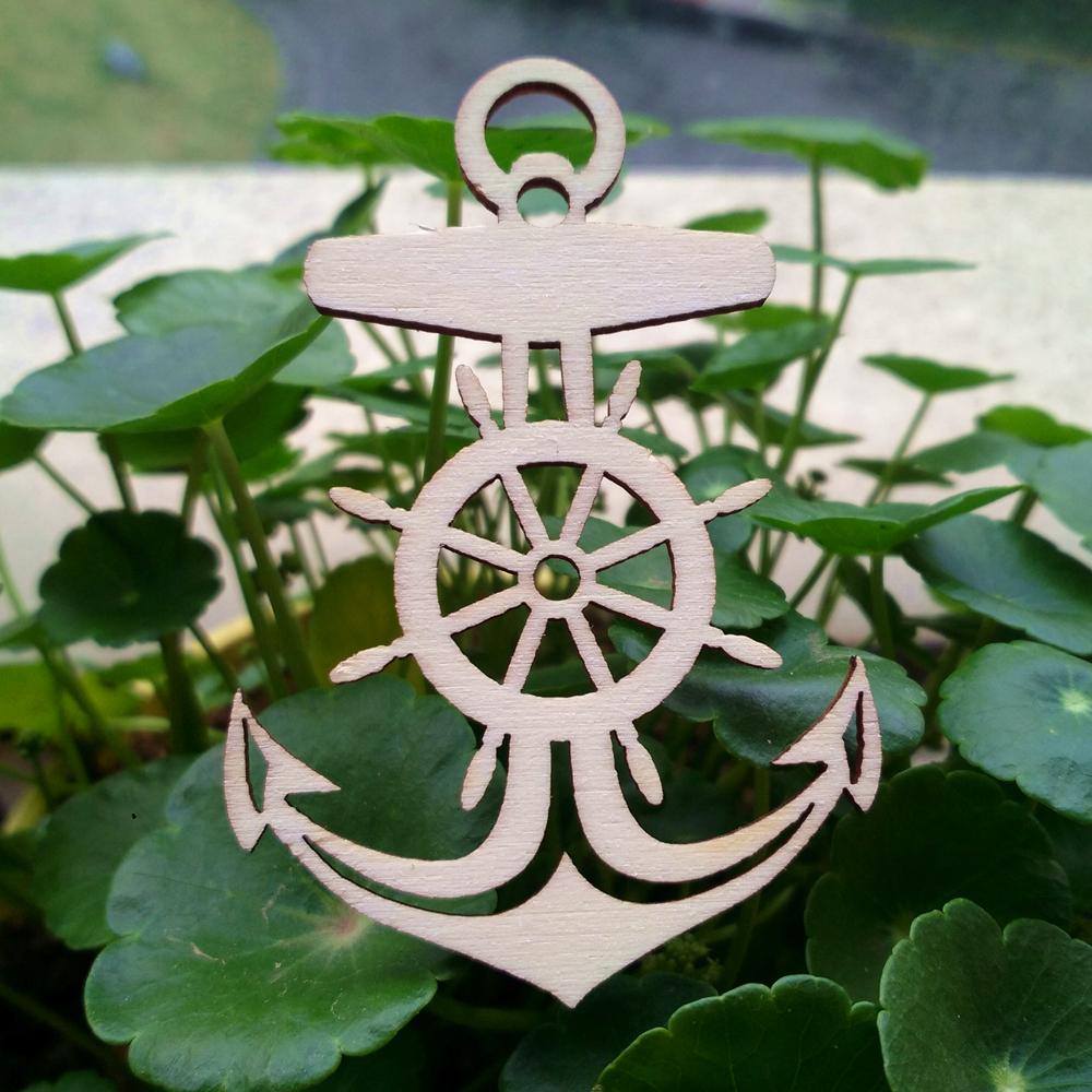 10pcs Unfinished Anchor Wooden Craft Shapes Craft supplies Cutout DIY