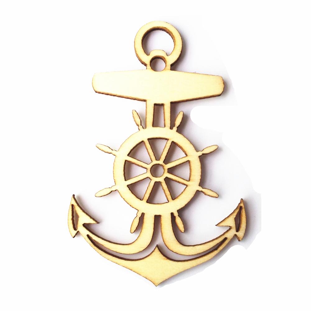 10pcs Unfinished Anchor Wooden Craft Shapes Craft supplies Cutout DIY