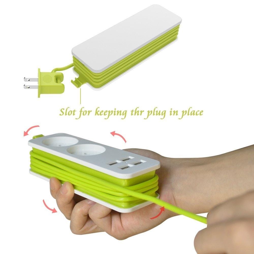 Power Strip 1/2 EU Plug 4 USB Port 1200W 250V 1.5m Cable Wall Portable Multiple Socket EU Plug Outlets (1 OUTLET 4USB)