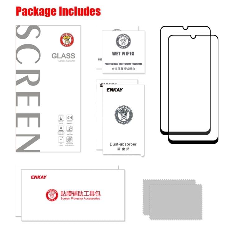 Buy 2 PCS ENKAY Hat-Prince 0.1mm Full Screen Cover Flexible Glass Tempered Protective Film for Galaxy M30 / Galaxy A30 / A50