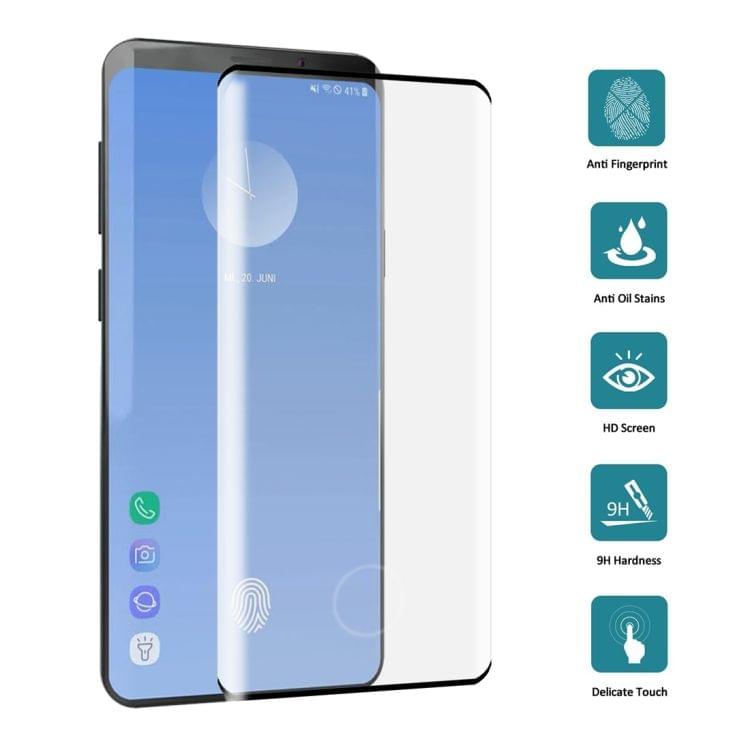 Buy 0.3mm 9H 3D Full Screen Tempered Glass Film for Galaxy S10, Screen Fingerprint Unlocking is Supported