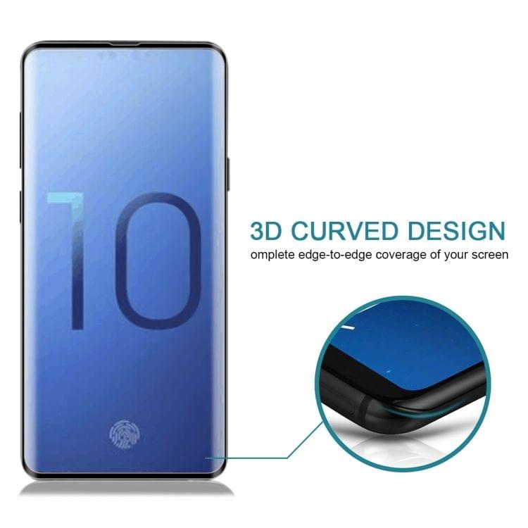 Buy 0.3mm 9H Surface Hardness 3D Curved Edge Tempered Glass Screen Protector for Galaxy S10+, Fingerprint Unlock Is Not Supported