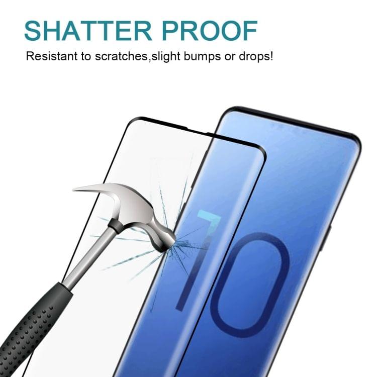 Buy 0.3mm 9H Surface Hardness 3D Curved Edge Tempered Glass Screen Protector for Galaxy S10+, Fingerprint Unlock Is Not Supported