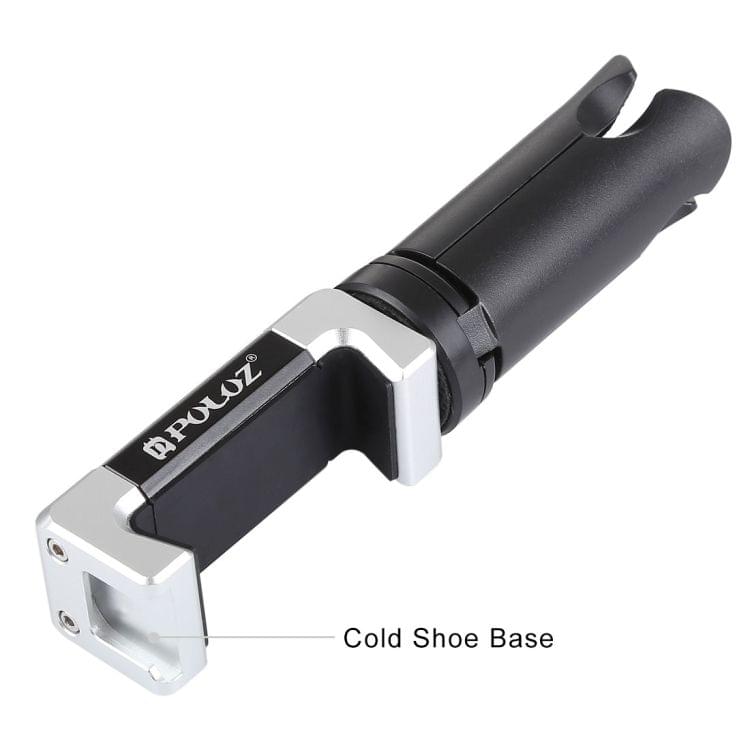 PULUZ Folding Plastic Tripod + Aluminum Alloy Clamp Bracket with Cold Shoe for iPhone, Galaxy, Huawei, Xiaomi, Sony, HTC, Google and other Smartphones