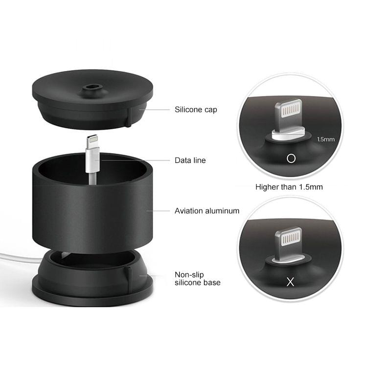 Charging Bracket Universal Metal Mobile Phone Holder Aluminum Alloy Mobile Phone Desktop Charging Base for iPhone(Black)