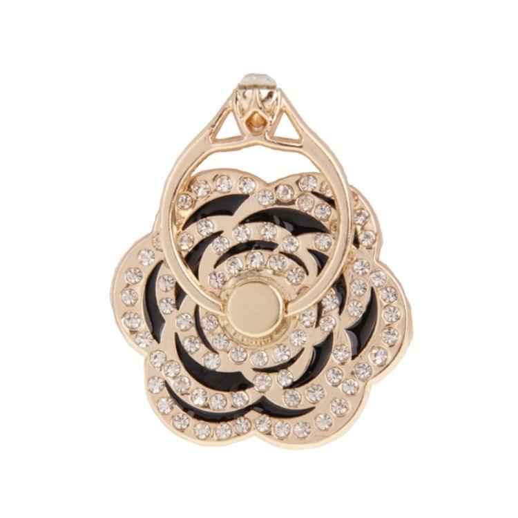 Universal Rotatable Diamond Encrusted Gold Metal Ring Holder / Car Hanging Ring