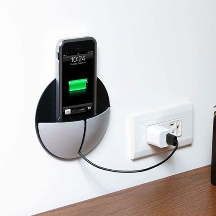 JM Mobile Phone Charging Stand Bracket Wall-mounted Creative Mobile Phone Charger Universal Lazy Artifact Mobile Phone Base(Black Silver)