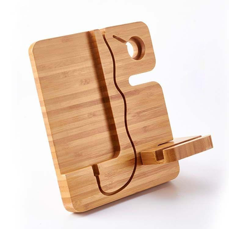 Multifunctional Creative Wooden Mobile Phone Bracket Holder for Smart Phones / Apple Watch