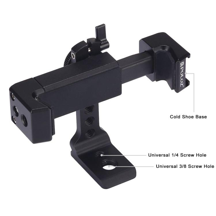 PULUZ Folding Plastic Tripod + Horizontal / Vertical Shooting Metal Clamp with Cold Shoe for iPhone, Galaxy, Huawei, Xiaomi, Sony, HTC, Google and other Smartphones