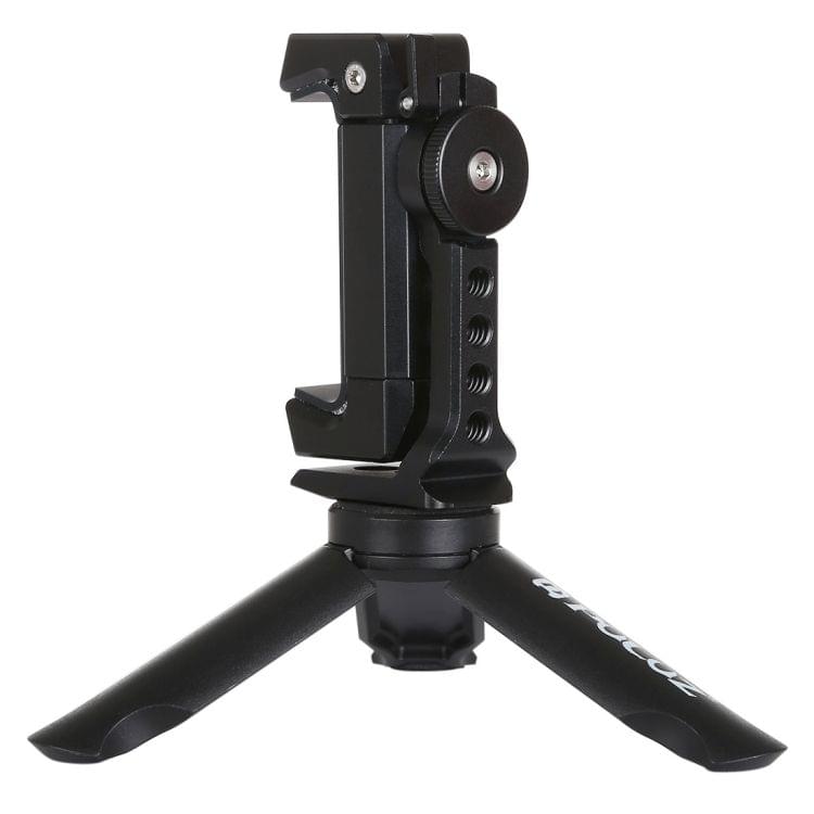 PULUZ Folding Plastic Tripod + Horizontal / Vertical Shooting Metal Clamp with Cold Shoe for iPhone, Galaxy, Huawei, Xiaomi, Sony, HTC, Google and other Smartphones