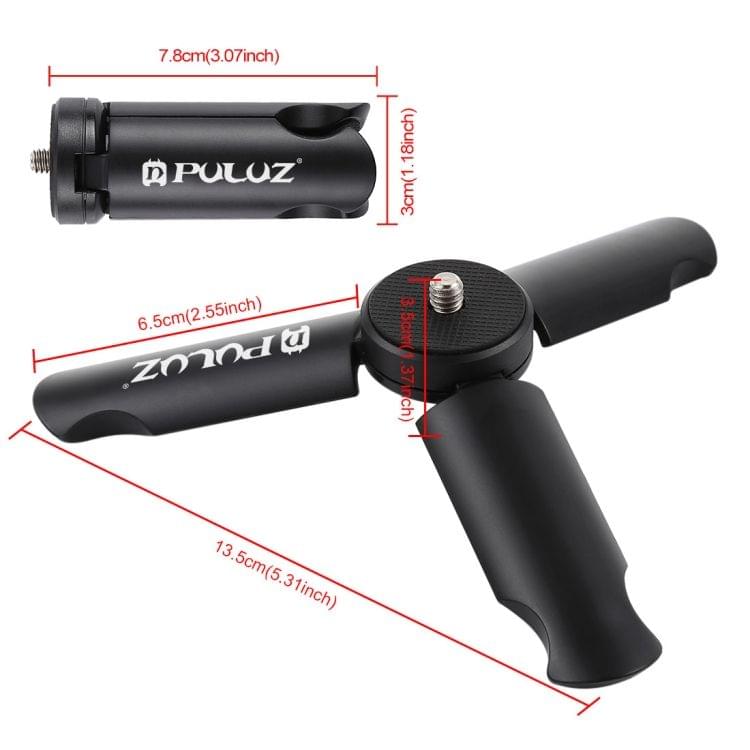 PULUZ Folding Plastic Tripod + Phone Mount Metal Clamp for GoPro HERO Action Cameras and Cell Phones
